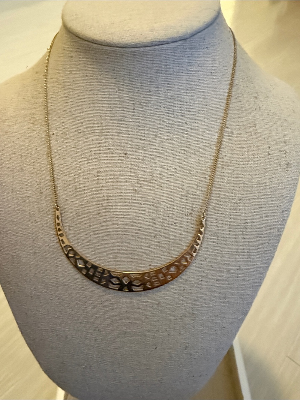 Stella & Dot Gold Crescent Cutout Necklace